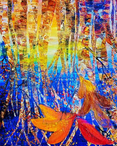 leslie_weissman_image1_13th_annual_inspired_mc_reflection_oil_and_acrylic_on_canvas_2020_18x24