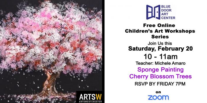 Sponge Painting Cherry Blossom Trees